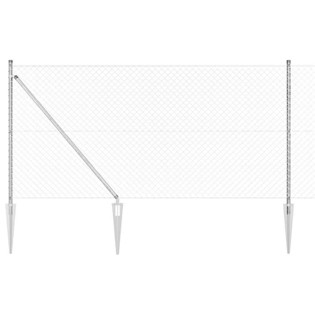 Kettengliedzaun mit Pfosten Silber 1,2 x 10 m Stahl